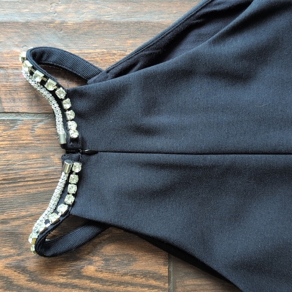 Anthropologie Maeve Black Rhinestone Cutout Mini Dress - Women's Medium - Picture 7 of 9